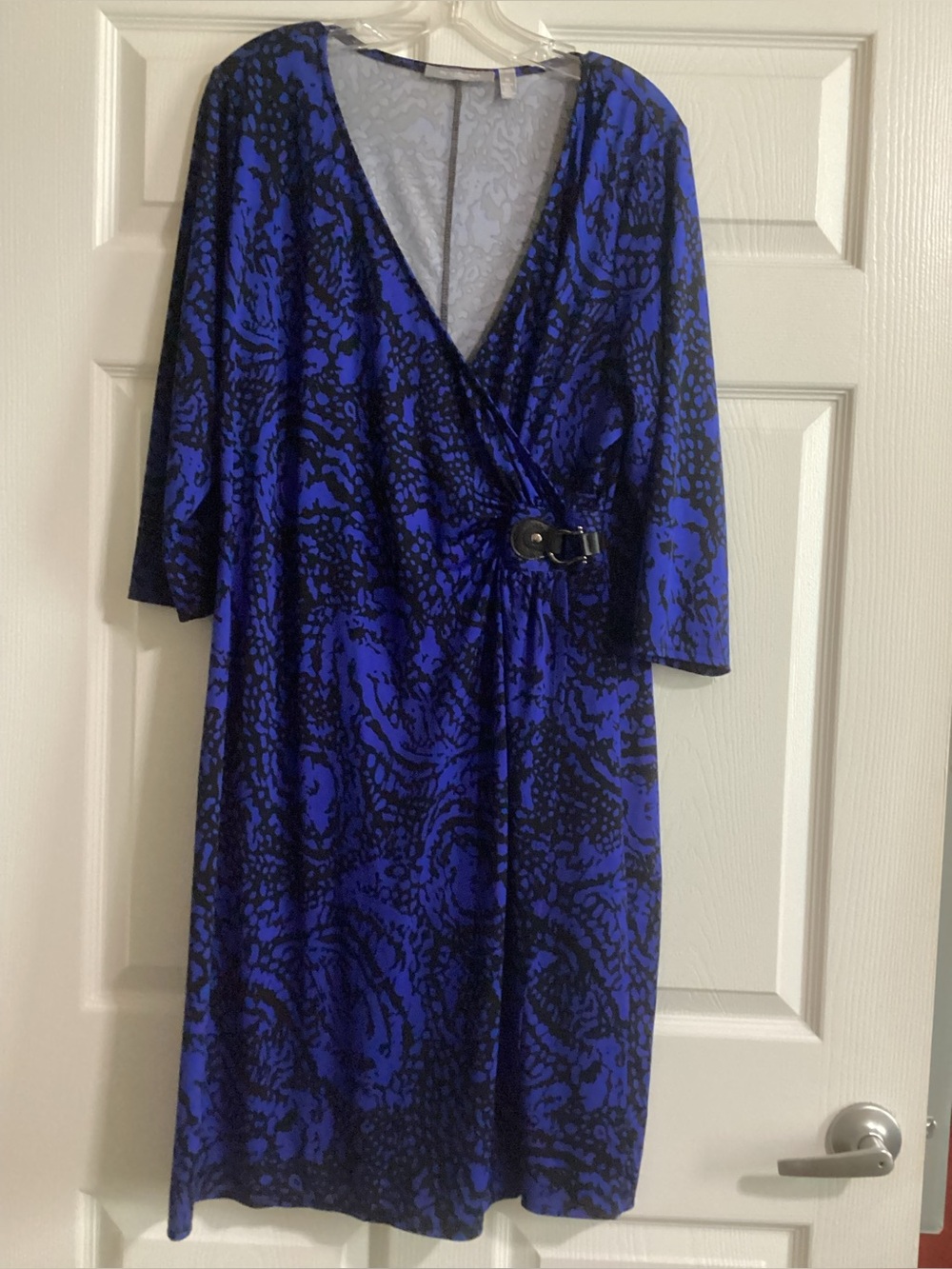 NY Collection Woman Long Sleeve Dress in Black and Blue